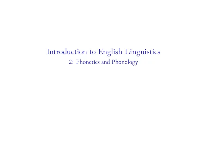 introduction to english linguistics