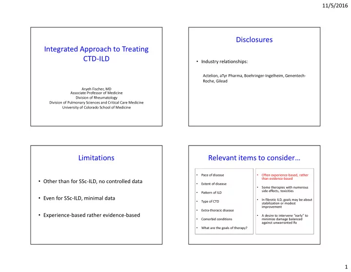 disclosures integrated approach to treating ctd ild