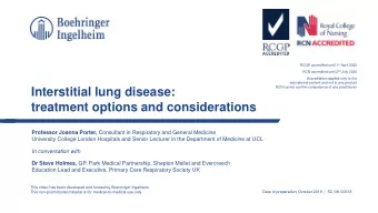 Interstitial lung disease:  treatment options and considerations Professor Joanna Porter,