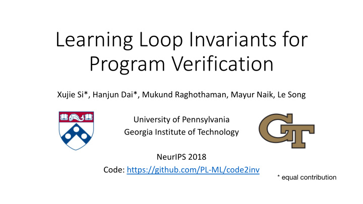 learning loop invariants for program verification