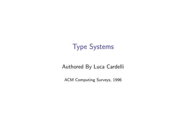 type systems