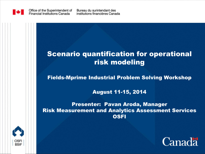 scenario quantification for operational risk modeling