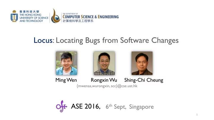 locus locating bugs from software changes