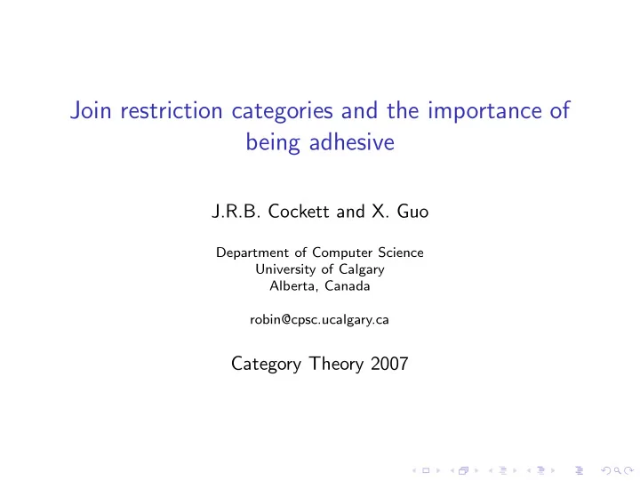 join restriction categories and the importance of being