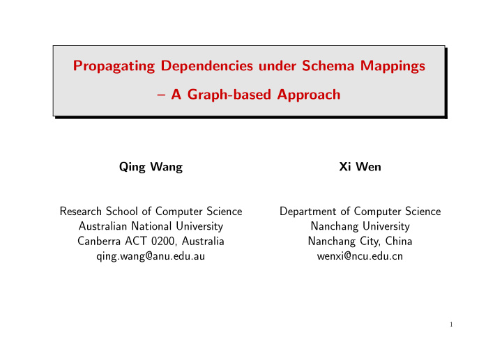 propagating dependencies under schema mappings a graph