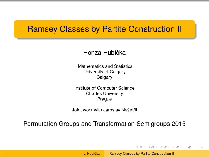 ramsey classes by partite construction ii
