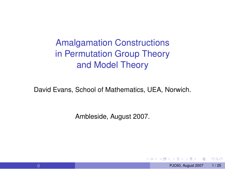 amalgamation constructions in permutation group theory
