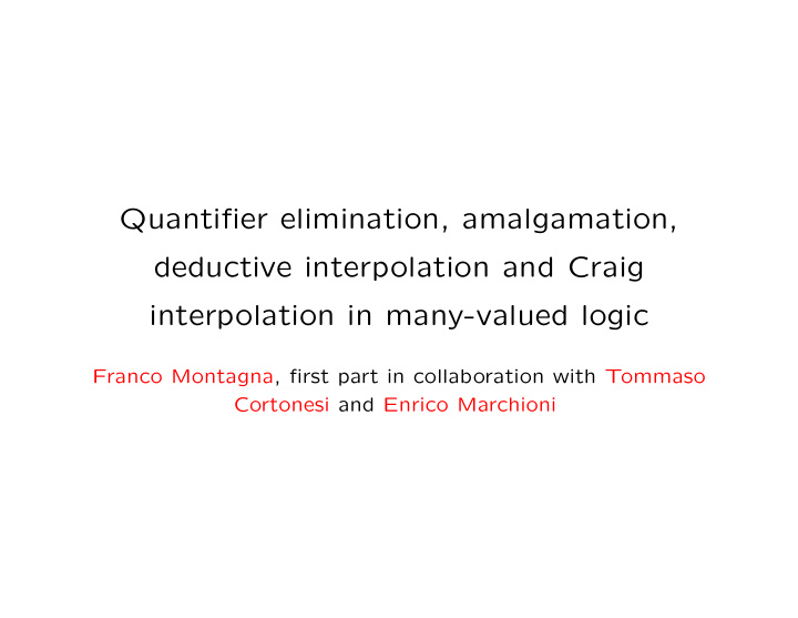 quantifier elimination amalgamation deductive