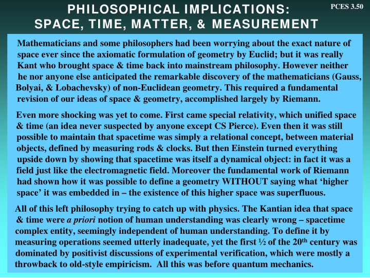 philosophical implications space time matter measurement