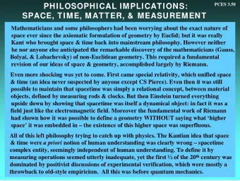 PHILOSOPHICAL IMPLICATIONS:  SPACE, TIME, MATTER, &amp;  MEASUREMENT  Mathematicians and some