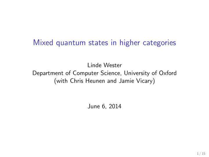 mixed quantum states in higher categories