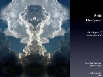 Relic  Neutrinos  the holy grail of  neutrino physics?  Fermilab Summer  School 2009  J. A.