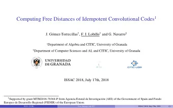 Index  Convolutional Codes  1  Free distance  2  Cyclic structures and free distance  3  Computing