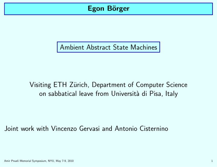 egon b orger ambient abstract state machines visiting eth