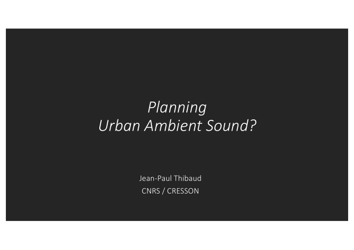 planning urban ambient sound