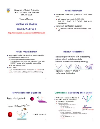 I total = k s I ambient + I i ( i = 1  7  8  Lighting in OpenGL  Lighting in OpenGL