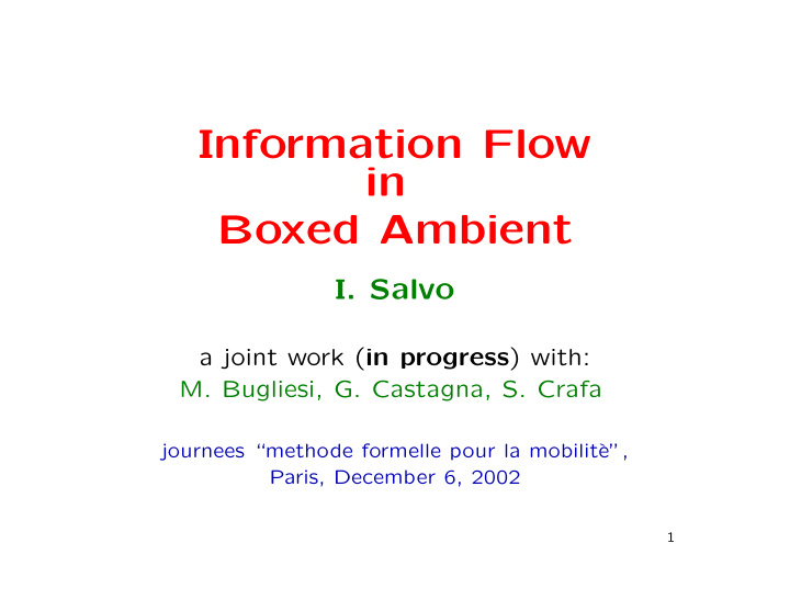 information flow in boxed ambient