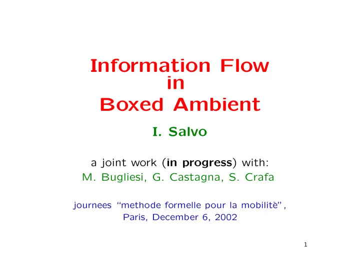 information flow in boxed ambient
