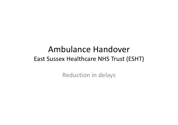 ambulance handover