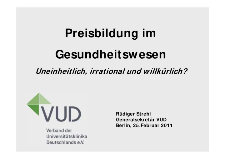 preisbildung im gesundheitswesen