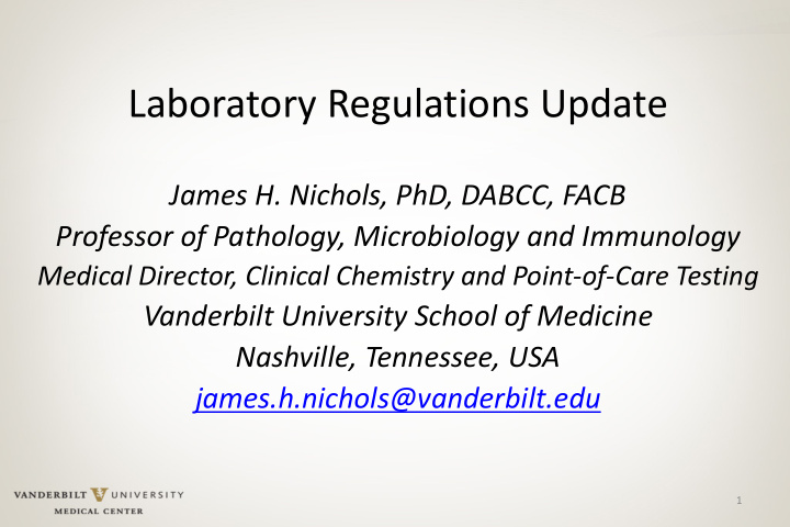 laboratory regulations update
