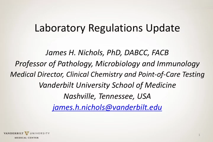 laboratory regulations update
