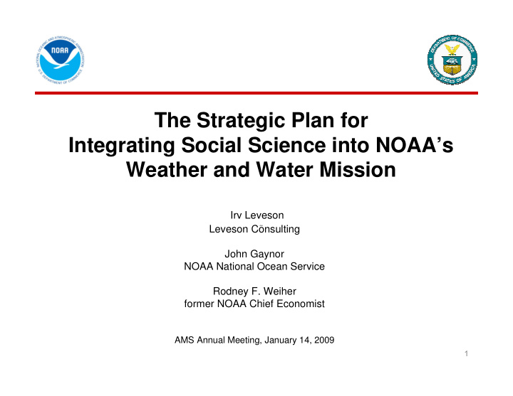 the strategic plan for integrating social science into
