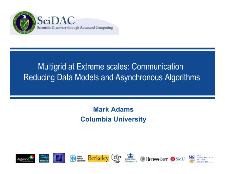 multigrid at extreme scales communication reducing data