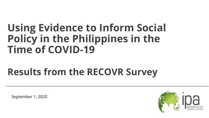 using evidence to inform social policy in the philippines