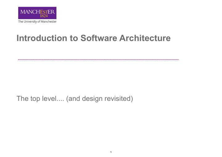 introduction to software architecture