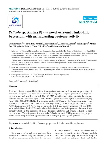 Mol2Net-04 Salicola sp. strain SBJ9: a novel extremely halophilic  bacterium with an interesting