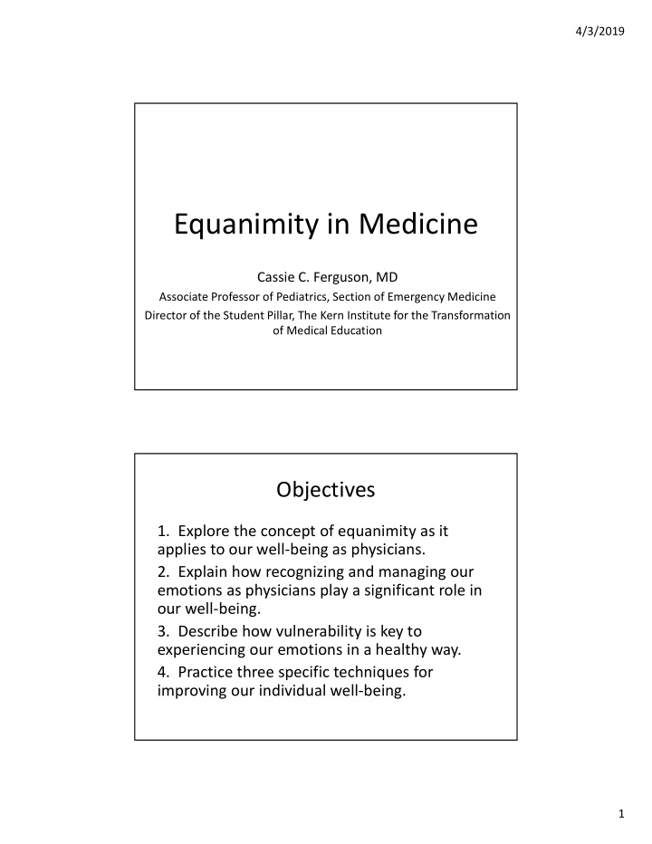 equanimity in medicine