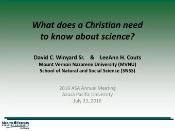 David C. Winyard Sr.    &amp;    LeeAnn H. Couts  Mount Vernon Nazarene University (MVNU) School of