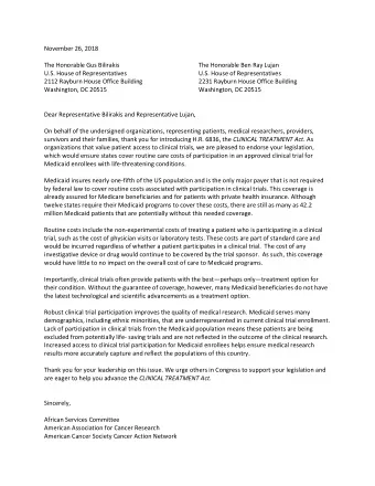 November 26, 2018  The Honorable Gus Bilirakis  The Honorable Ben Ray Lujan  U.S. House of