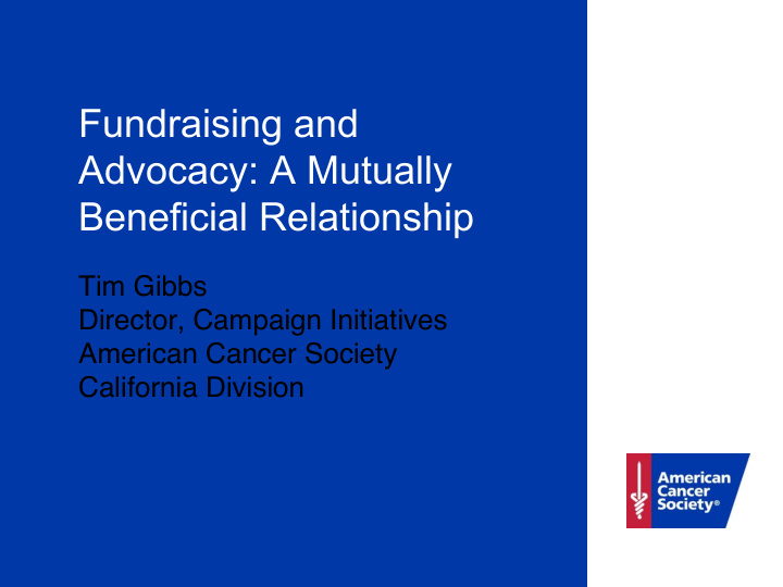 fundraising and advocacy a mutually beneficial