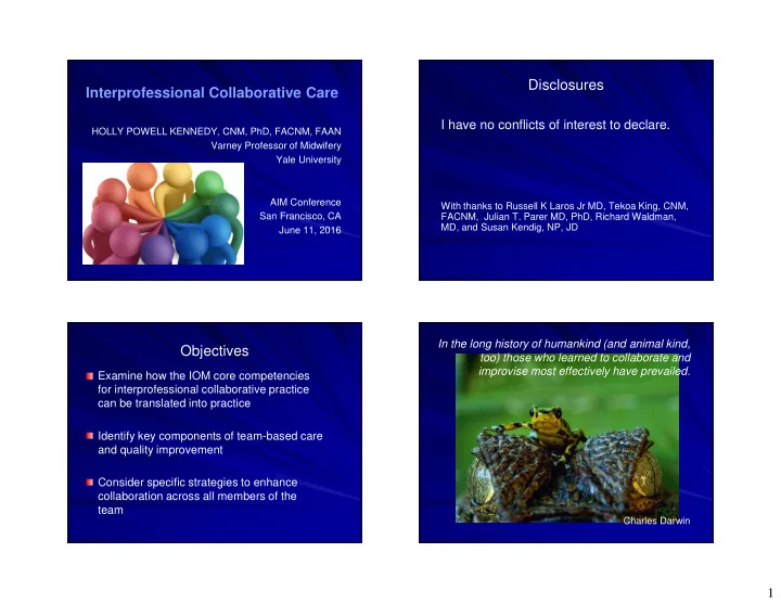 disclosures interprofessional collaborative care
