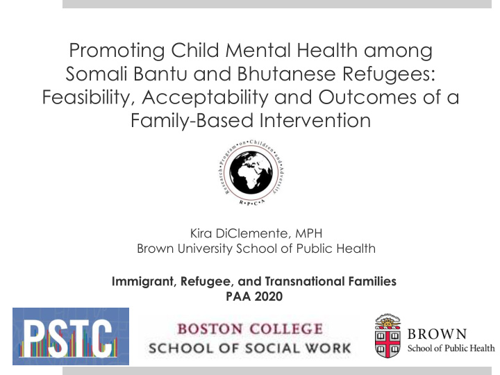 promoting child mental health among somali bantu and
