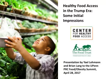 Some Initial  Impressions  Presentation by Yael Lehmann  and Brian Lang to the UPenn  PRC