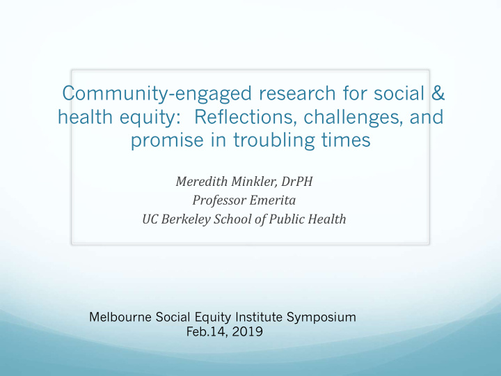 community engaged research for social health equity