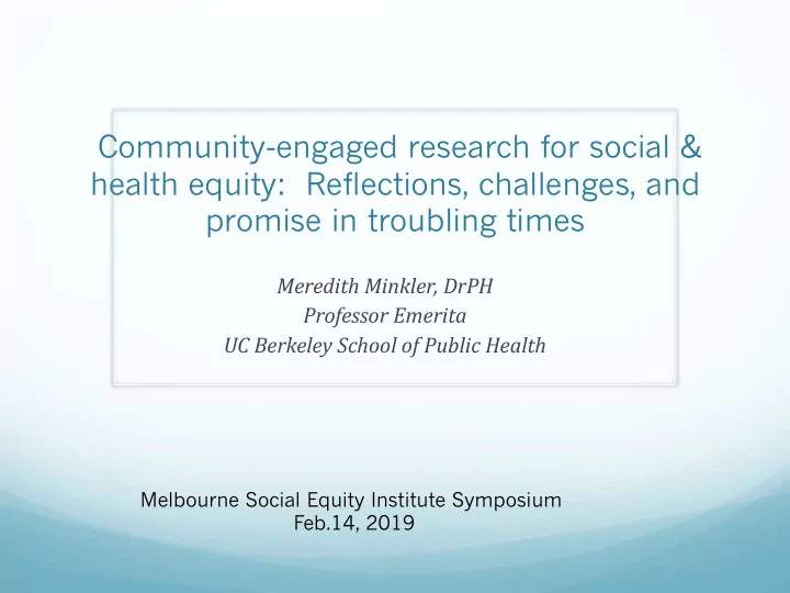 community engaged research for social health equity