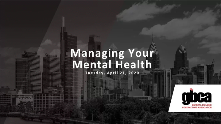 managing your mental health