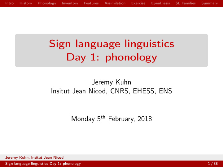 sign language linguistics day 1 phonology