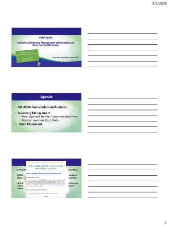 9/1/2020  USDA  A Foo  oods  ds  Deli  eliver  ery &amp; Invent  entor  ory Ma  Mana  nageme  ement