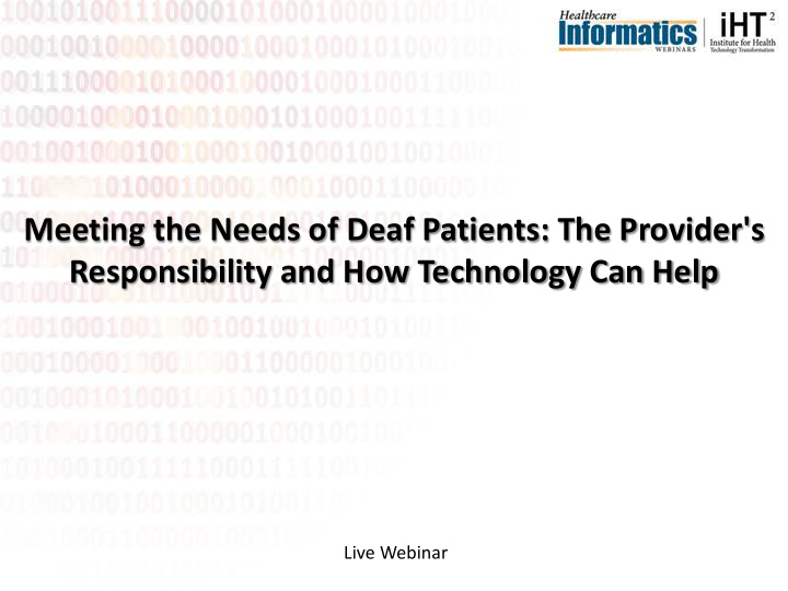 meeting the needs of deaf patients the provider s