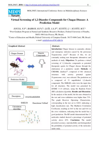 MOL2NET, 2018 , 4, http://sciforum.net/conference/mol2net-04  2 Introduction  Chagas' disease is a