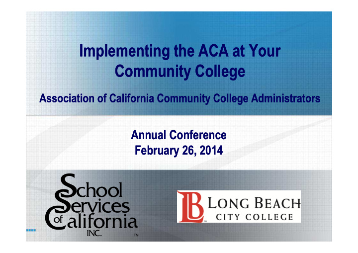 implementing the aca at your implementing the aca at your
