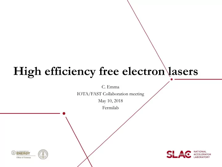 high efficiency free electron lasers