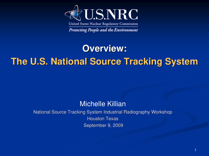 overview overview the u s national source tracking system
