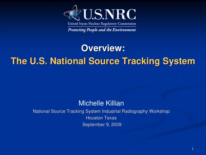 overview overview the u s national source tracking system