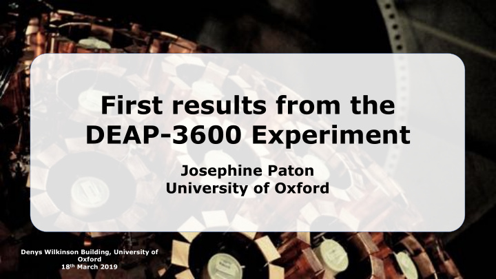 first results from the deap 3600 experiment